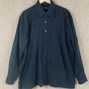 Alan Stuart Shirt XL Black Pleated Embroidered Gothic Grunge Dark Academia T130